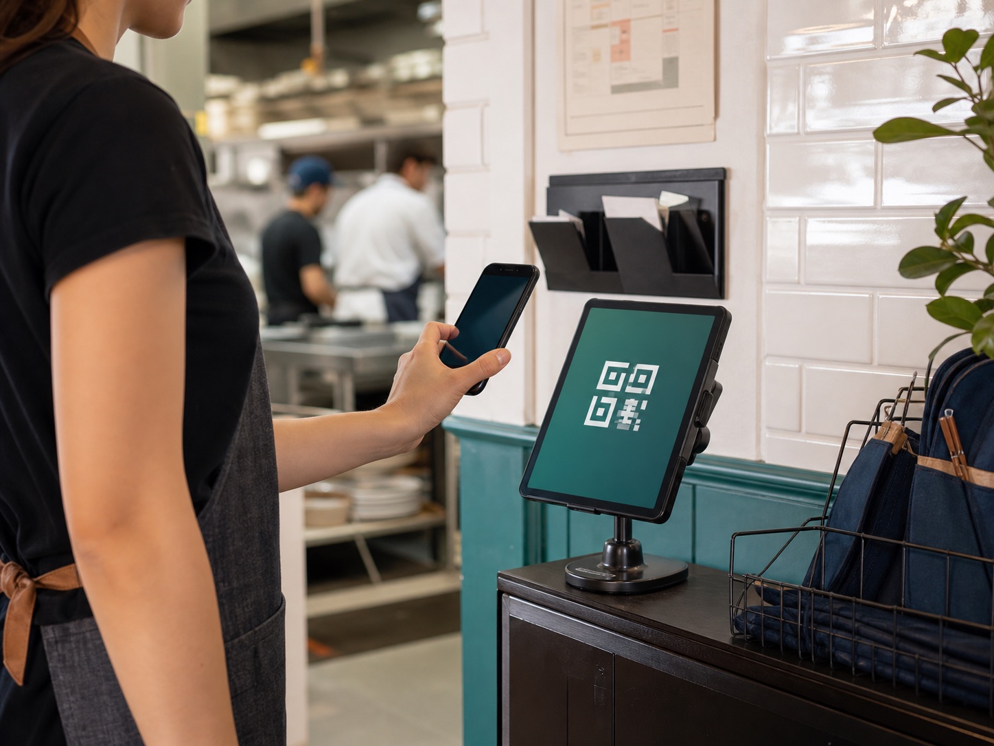 Dipendente che registra una presenza tramite QR e totem